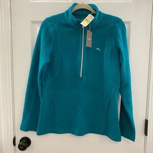 NWTs Tommy Bahama Aruba Angle Pocket 1/2 zip Sweatshirt Size Medium Largo Teal